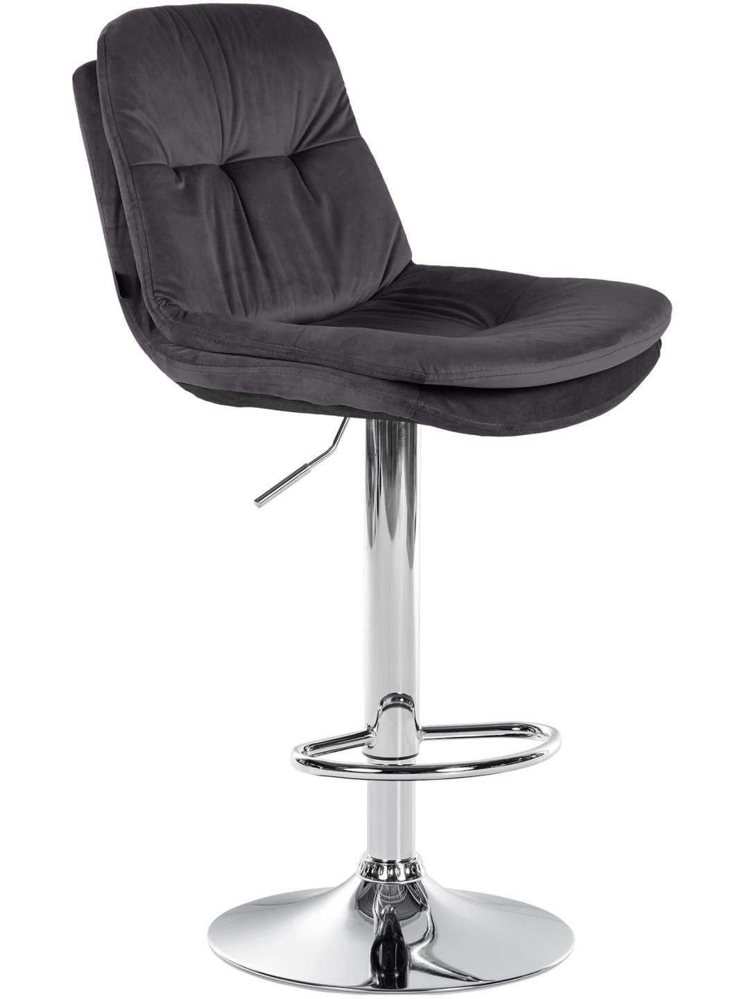 Banco de bar Laurel Velvet Chrome, preto