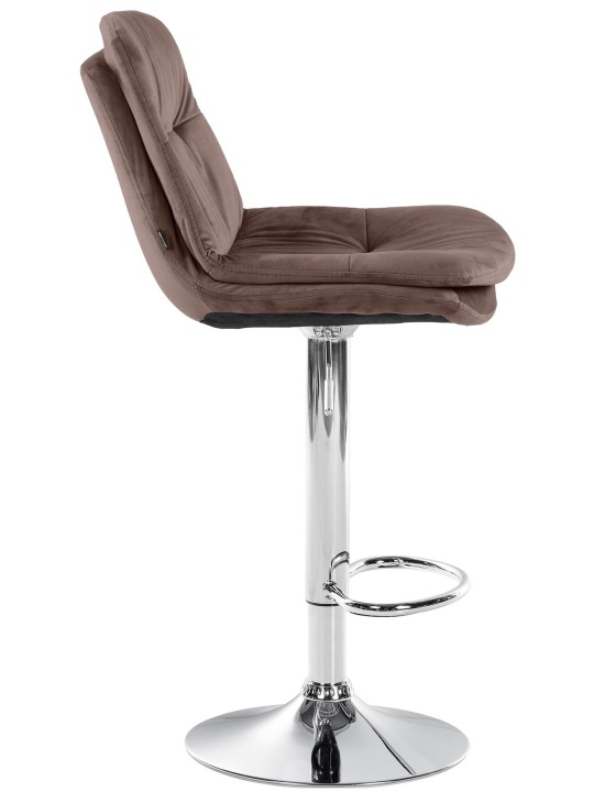 Banco de bar Laurel Velvet Chrome, castanho