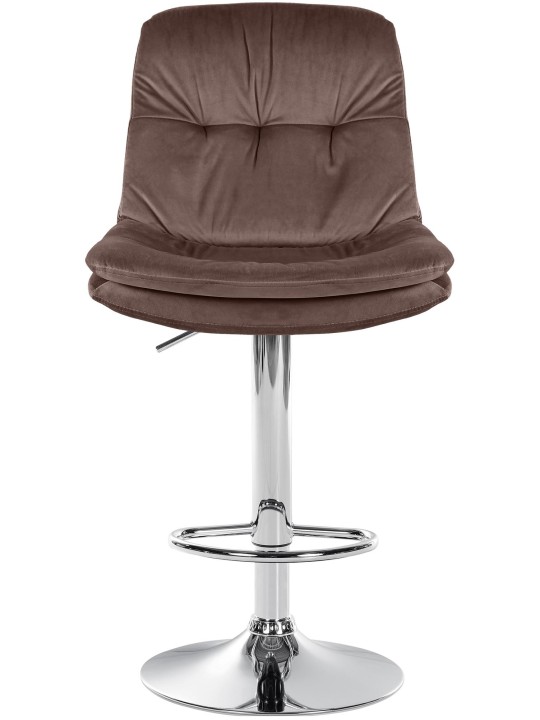 Banco de bar Laurel Velvet Chrome, castanho