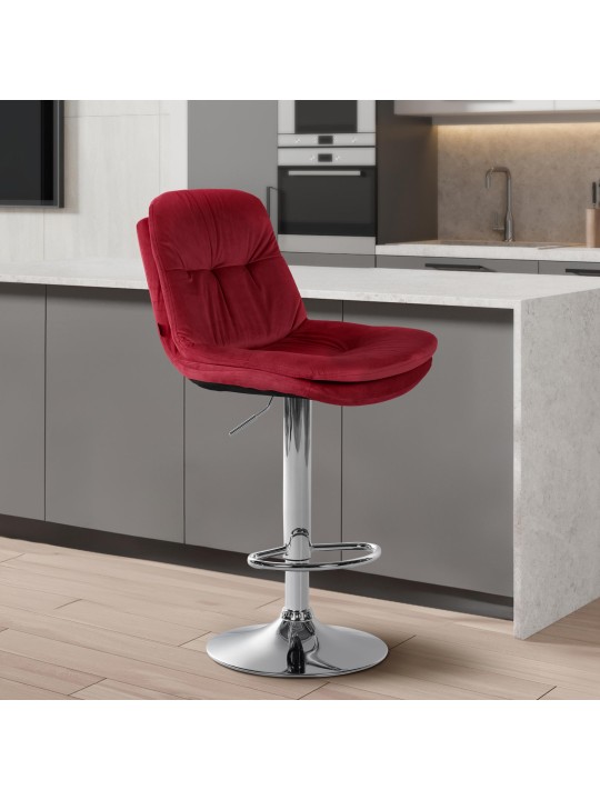 Banco de bar Laurel Velvet Chrome, vermelho Banco de bar Laurel Velvet Chrome, vermelho