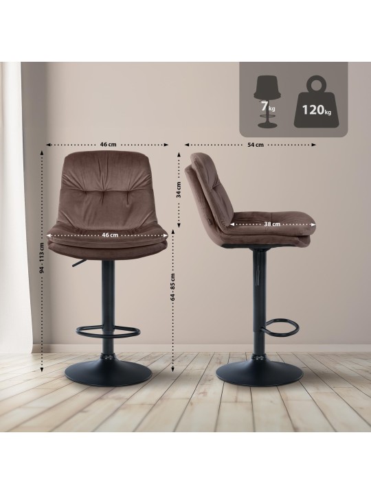 Banqueta alta veludo louro, castanho