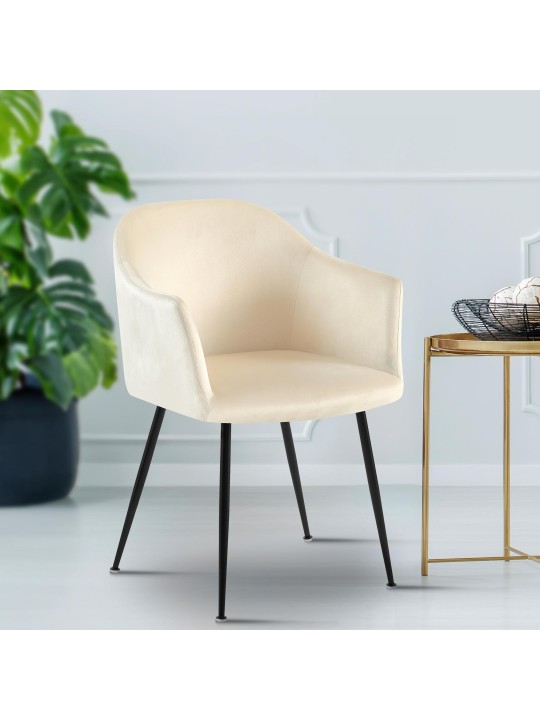 Cadeira de jantar de veludo Jaysie, creme