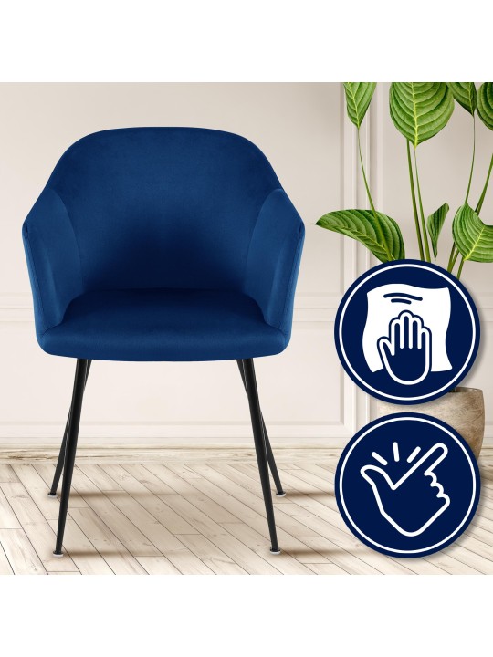 Cadeira de jantar de veludo Jaysie, azul escuro