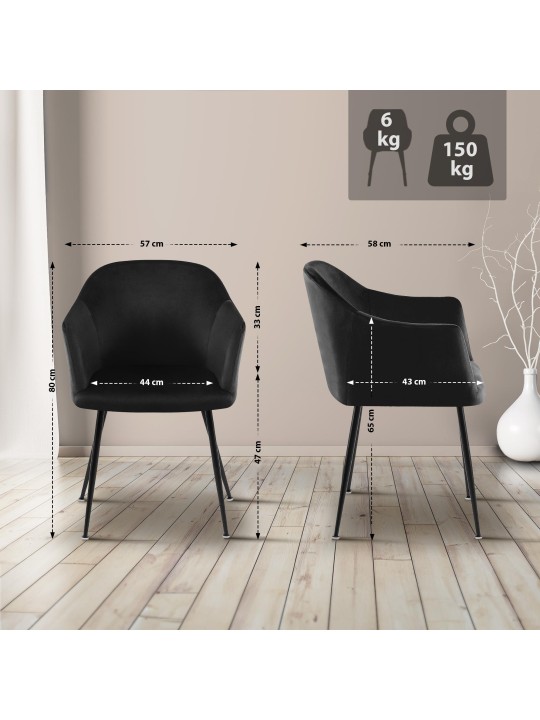 Cadeira de jantar de veludo Jaysie, preto