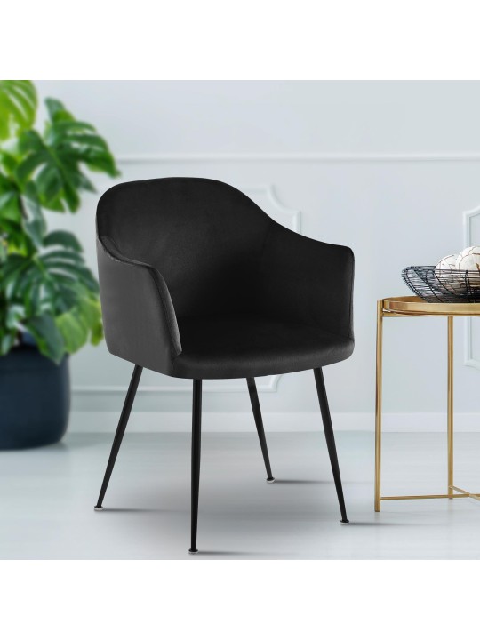 Cadeira de jantar de veludo Jaysie, preto