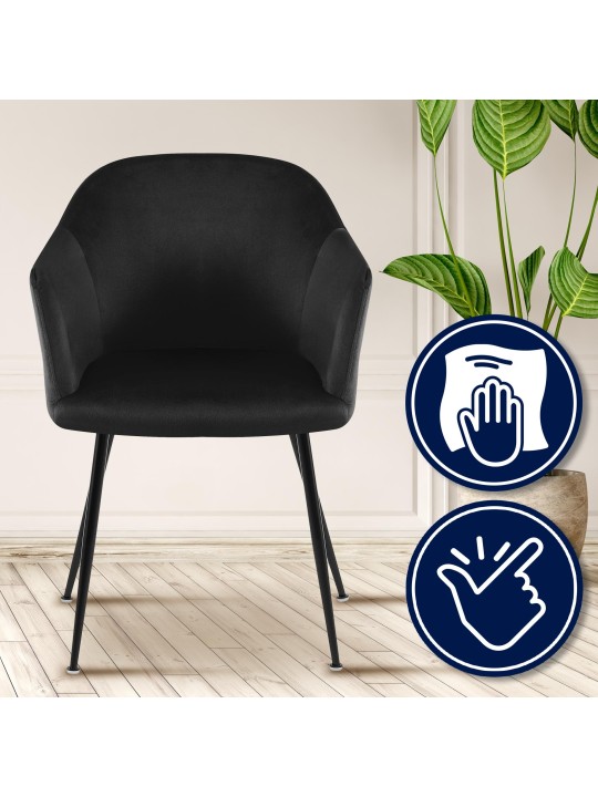 Cadeira de jantar de veludo Jaysie, preto