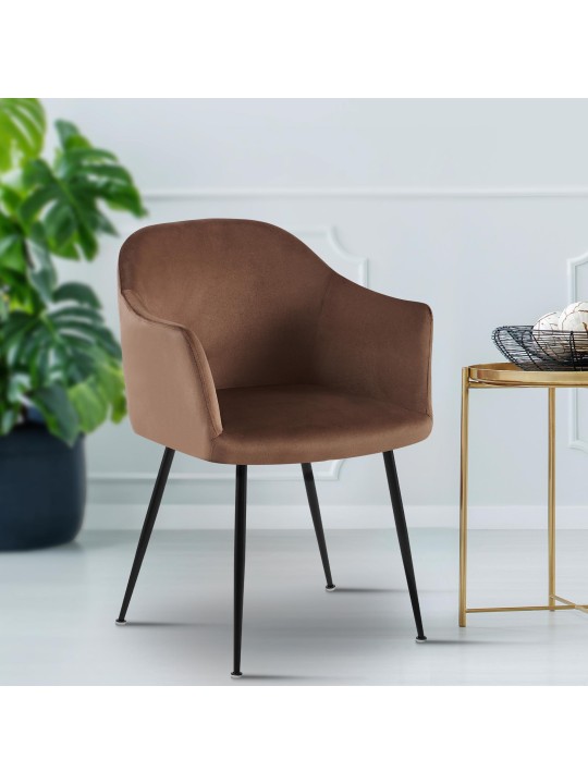 Cadeira de jantar de veludo Jaysie, castanho