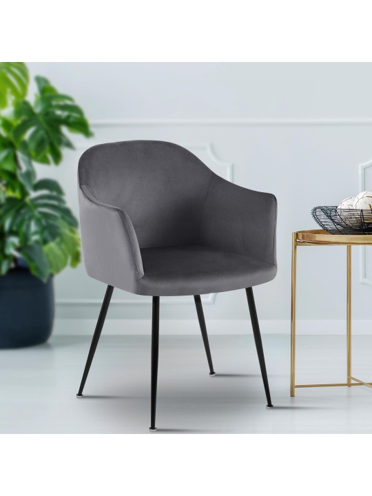 Cadeira de jantar de veludo Jaysie, cinza escuro