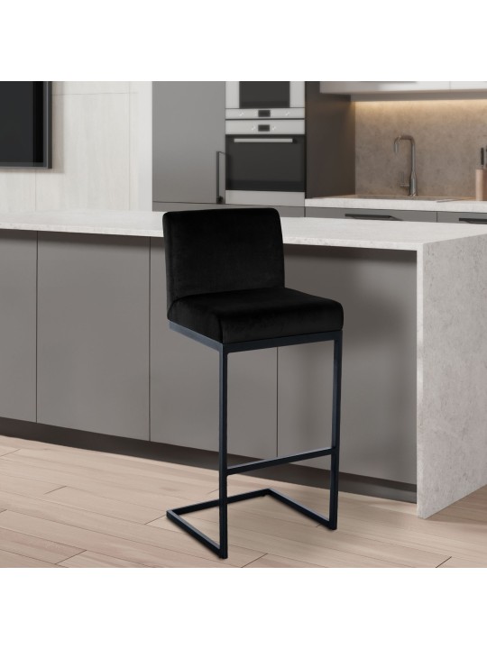 Banqueta alta Hopewell veludo B, preto