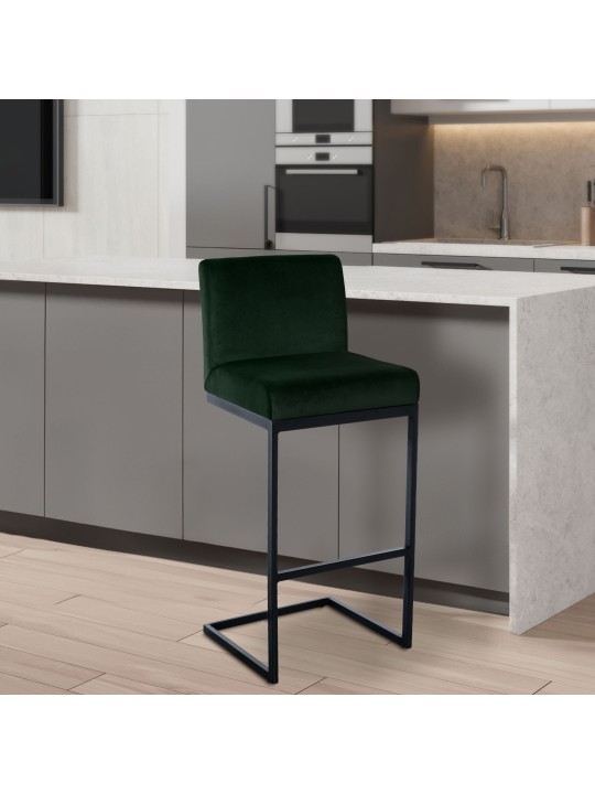 Banqueta alta Hopewell veludo B, verde