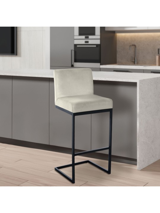 Banqueta alta Hopewell veludo B, creme