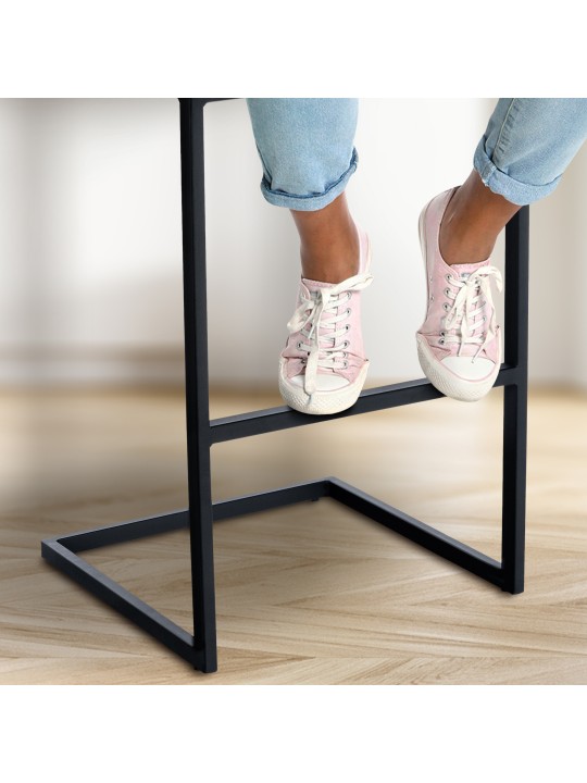 Banqueta alta Hopewell veludo B, creme