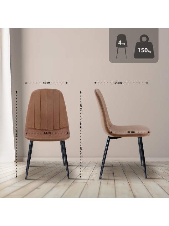 Cadeira de jantar de veludo Baxter, castanho