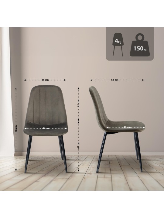 Cadeira de jantar de veludo Baxter, antracite