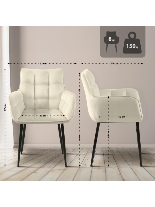 Cadeira Tirana veludo, creme