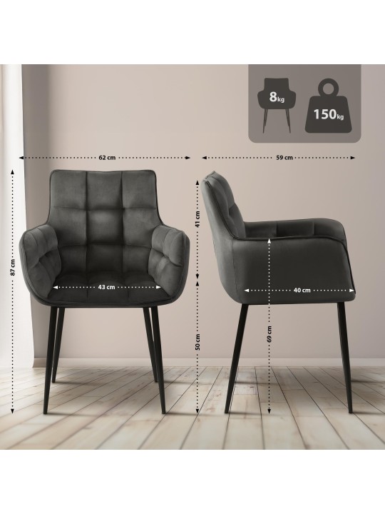 Cadeira Tirana veludo, antracite