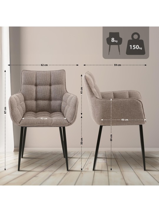 Cadeira Tirana tecido, castanho terra