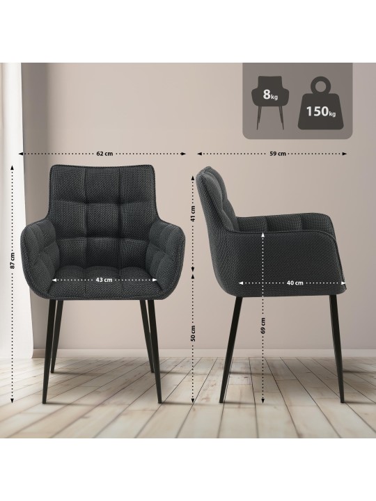 Cadeira Tirana tecido, cinza titânio