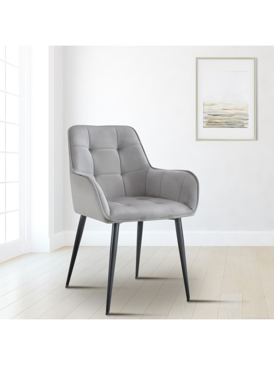 Cadeira de jantar de veludo Ferndale, cinza claro