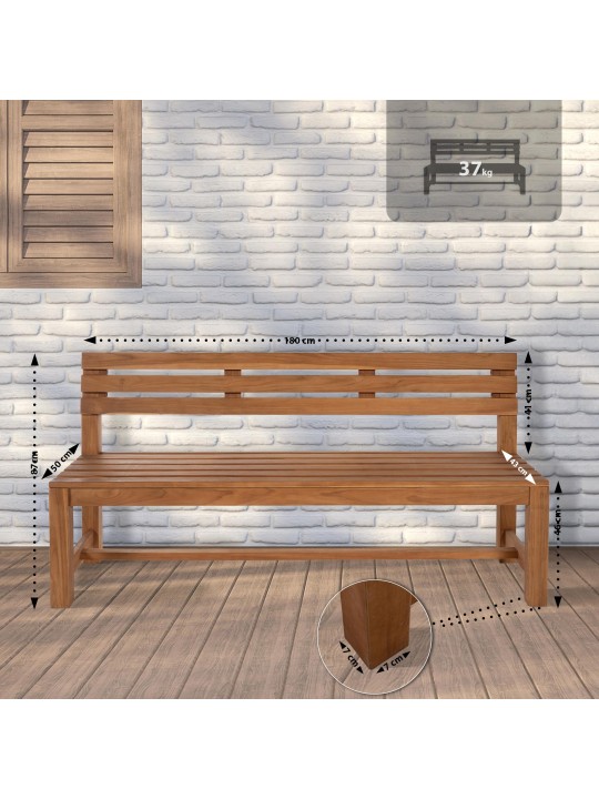 Banco de teca Augusta 180 cm, teca Banco de teca Augusta 180 cm, teca
