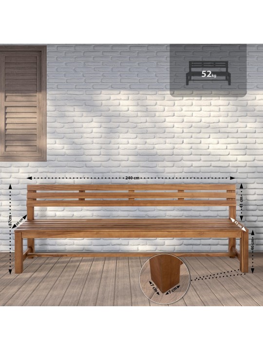 Banco de teca Augusta 240 cm, teca Banco de teca Augusta 240 cm, teca
