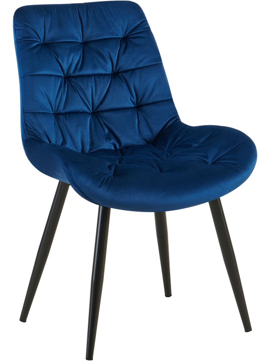 Cadeira de jantar de veludo Rossford, azul escuro