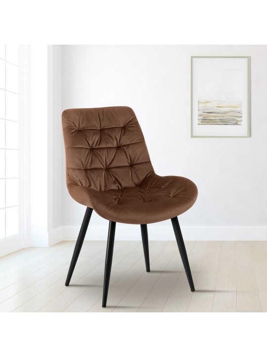 Cadeira de jantar de veludo Rossford, castanho