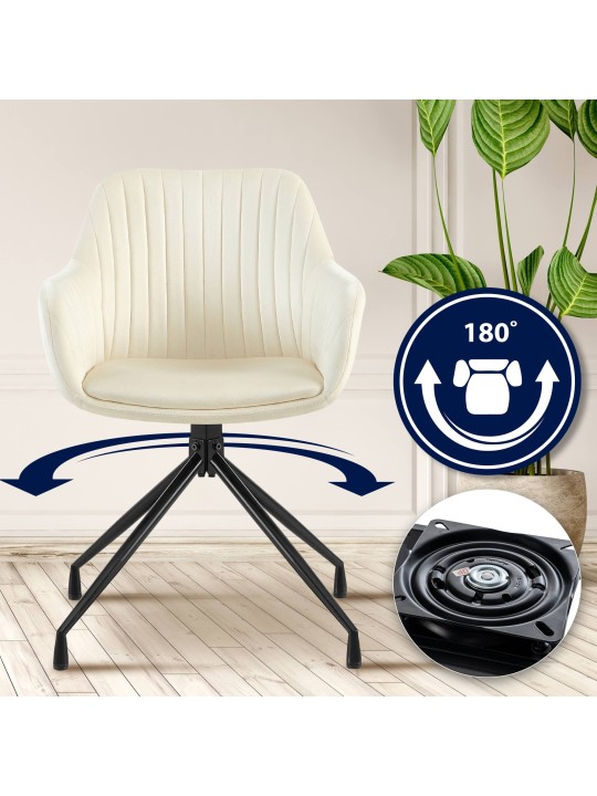 Cadeira de jantar de veludo Welby, creme