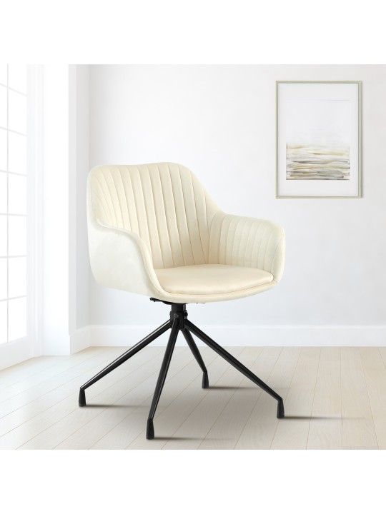 Cadeira de jantar de veludo Welby, creme