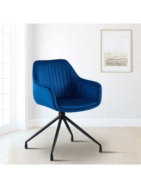 Cadeira de jantar de veludo Welby, azul escuro Cadeira de jantar de veludo Welby, azul escuro