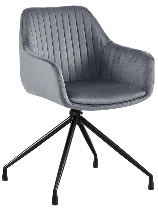 Cadeira de jantar de veludo Welby, cinza escuro