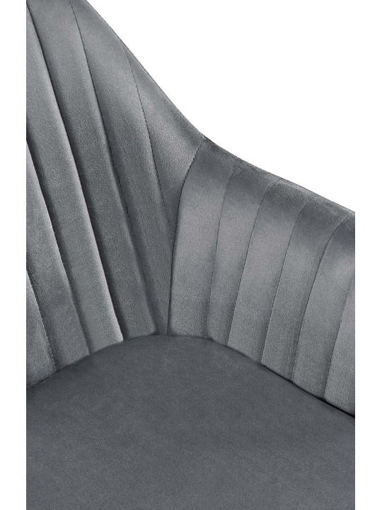 Cadeira de jantar de veludo Welby, cinza escuro