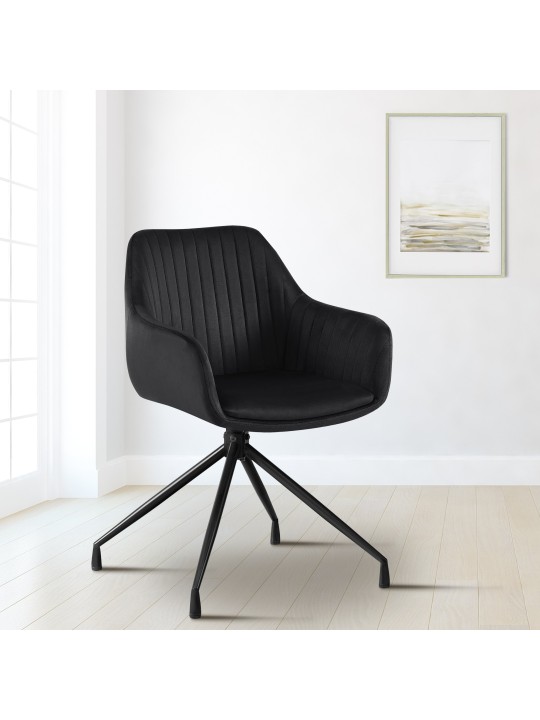 Cadeira de jantar de veludo Welby, preto