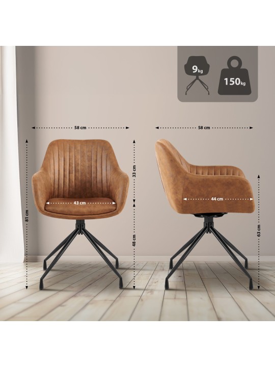 Cadeira de jantar vintage Welby, castanho claro