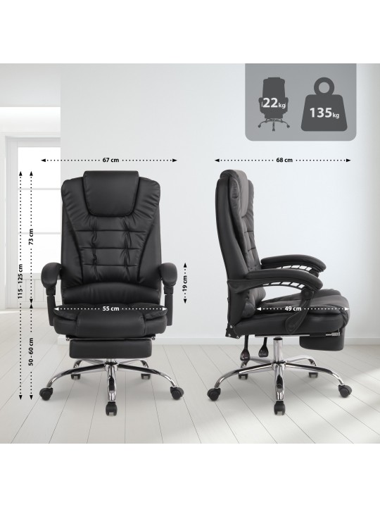 Cadeira de escritório Oxygen couro sintético, preto