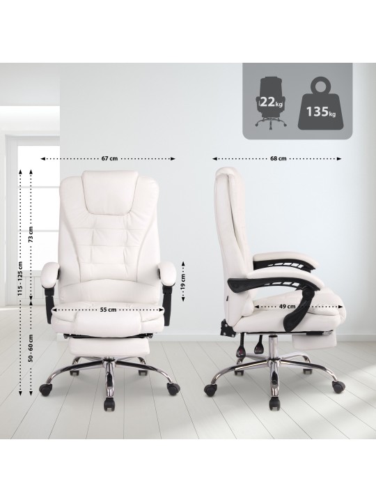 Cadeira de escritório Oxygen couro sintético, branco