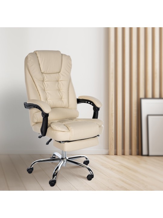 Cadeira de escritório Oxygen couro sintético, creme