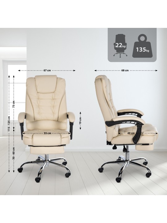 Cadeira de escritório Oxygen couro sintético, creme