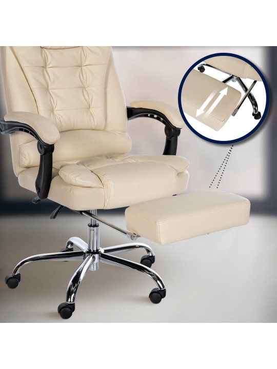 Cadeira de escritório Oxygen couro sintético, creme