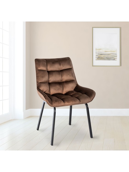 Cadeira de veludo Saranda, castanho