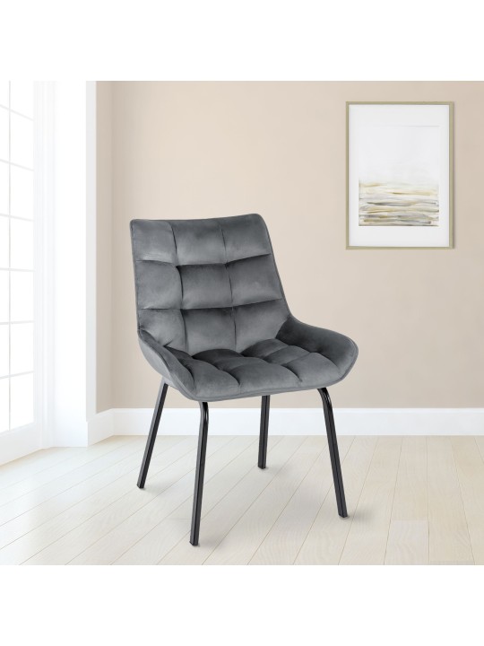 Cadeira de veludo Saranda, cinza escuro Cadeira de veludo Saranda, cinza escuro