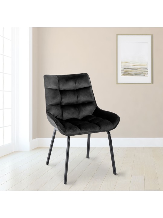 Cadeira de veludo Saranda, preto Cadeira de veludo Saranda, preto