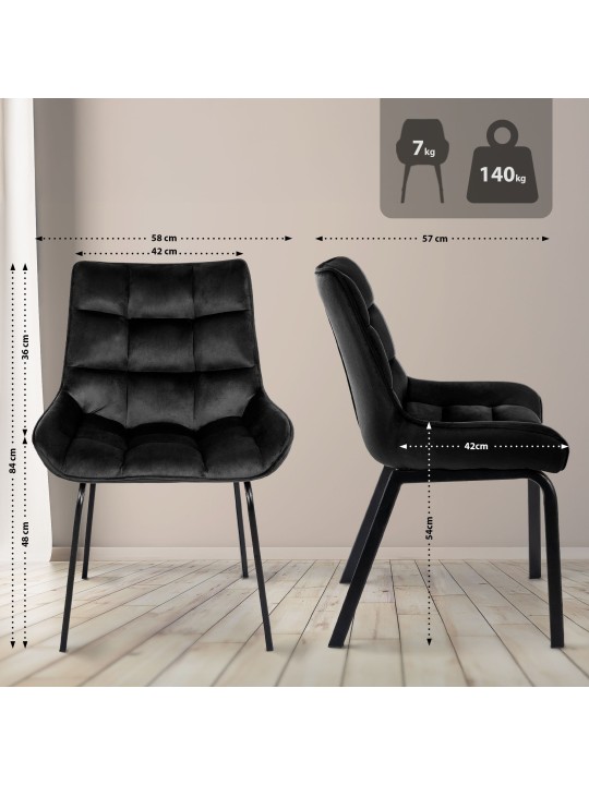 Cadeira de veludo Saranda, preto Cadeira de veludo Saranda, preto