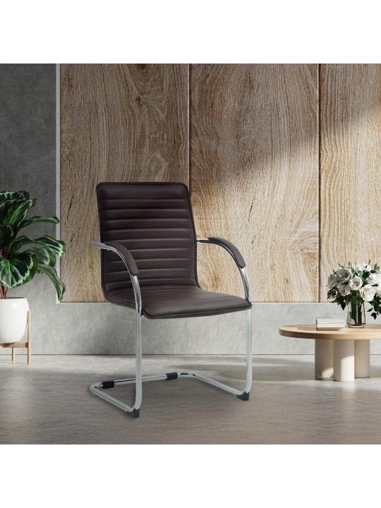 Conjunto de 2 cadeiras para visitantes em couro artificial Tira, castanho