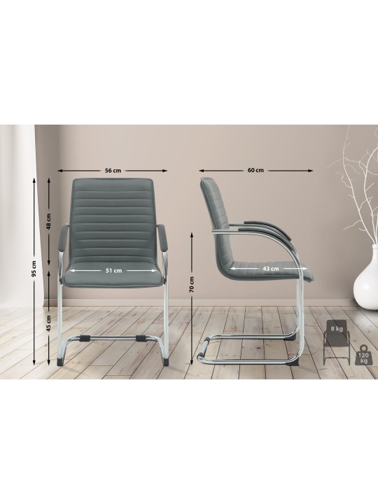 Conjunto de 2 cadeiras para visitantes em couro artificial Tira, cinza