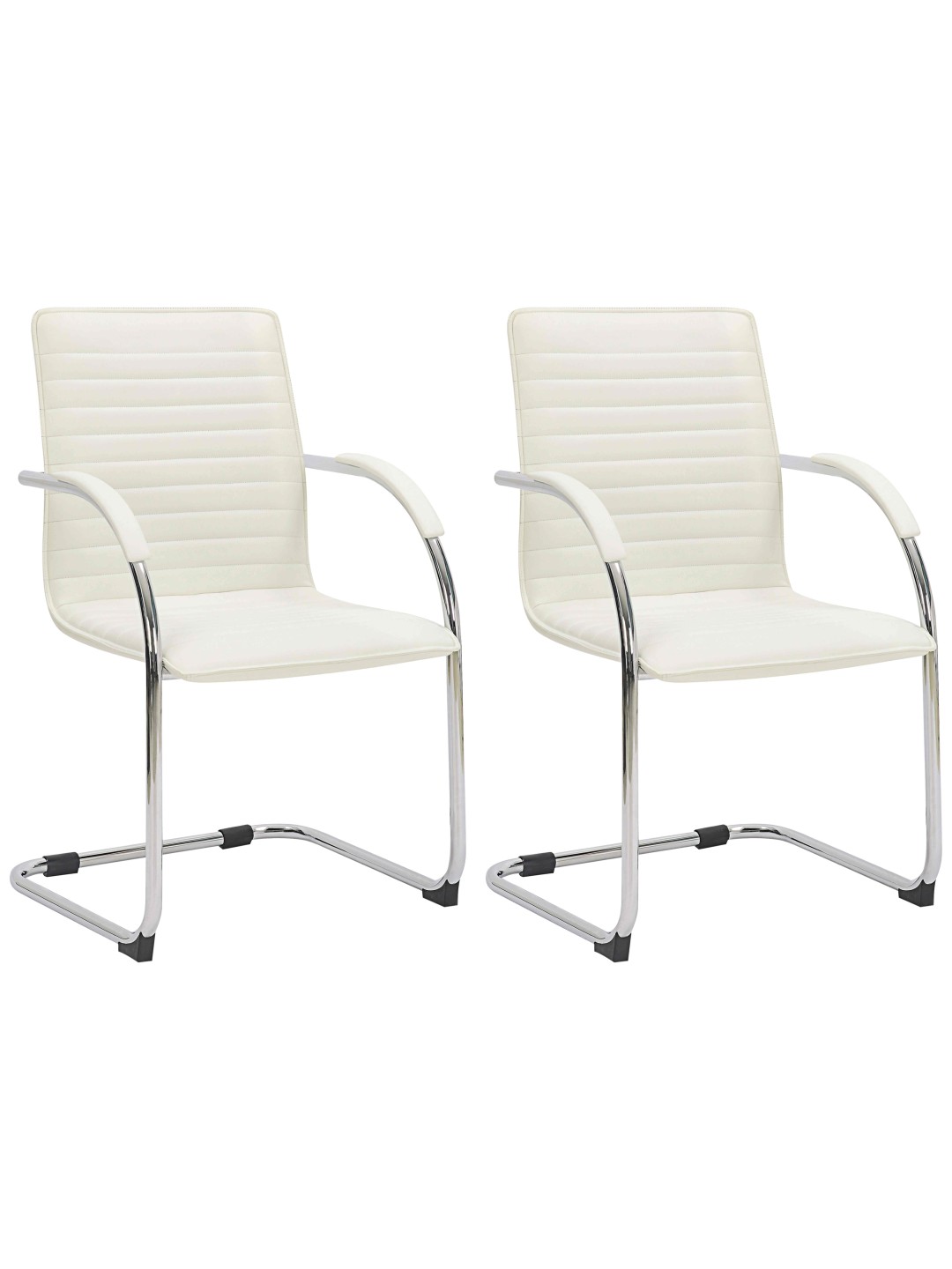 Conjunto de 2 cadeiras para visitantes em couro artificial Tira, creme
