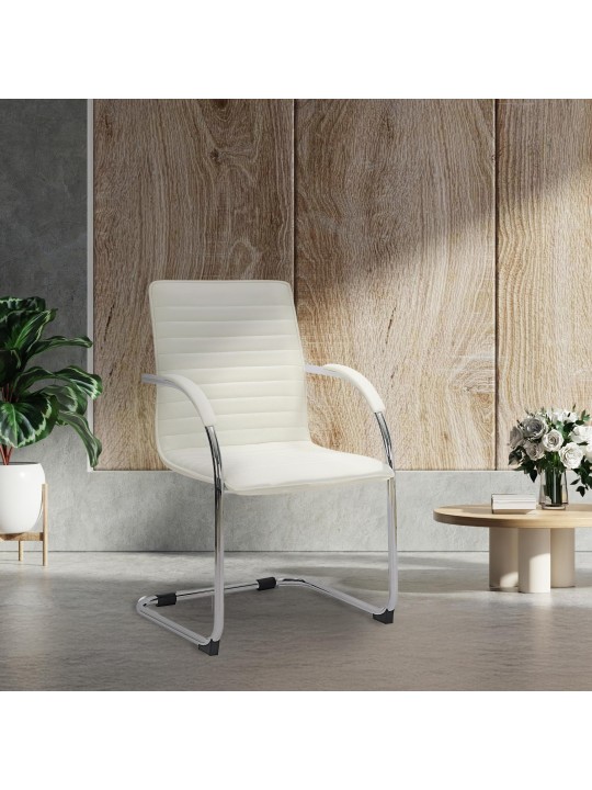 Conjunto de 2 cadeiras para visitantes em couro artificial Tira, branco