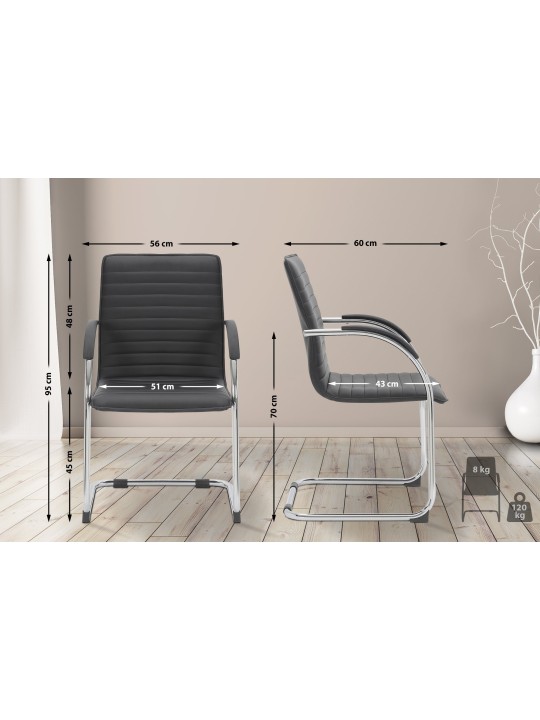 Conjunto de 2 cadeiras para visitantes em couro artificial Tira, preto