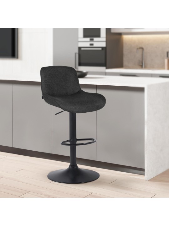 Banqueta alta tecido Solon, preto