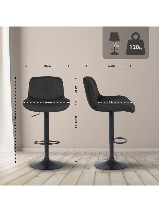 Banqueta alta tecido Solon, preto